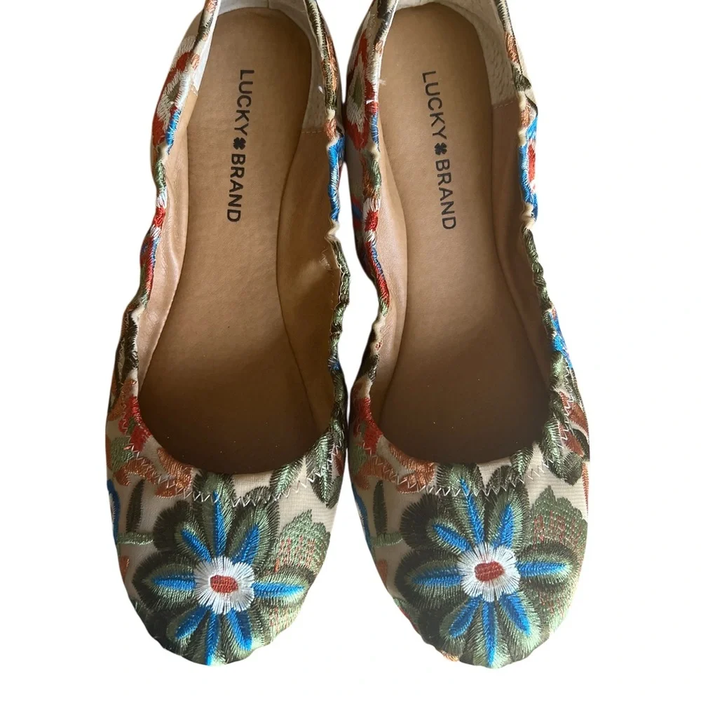 Lucky Brand Floral Embroidered Multicolored Ballet Flats Size 9.5 m - Picture 2 of 7